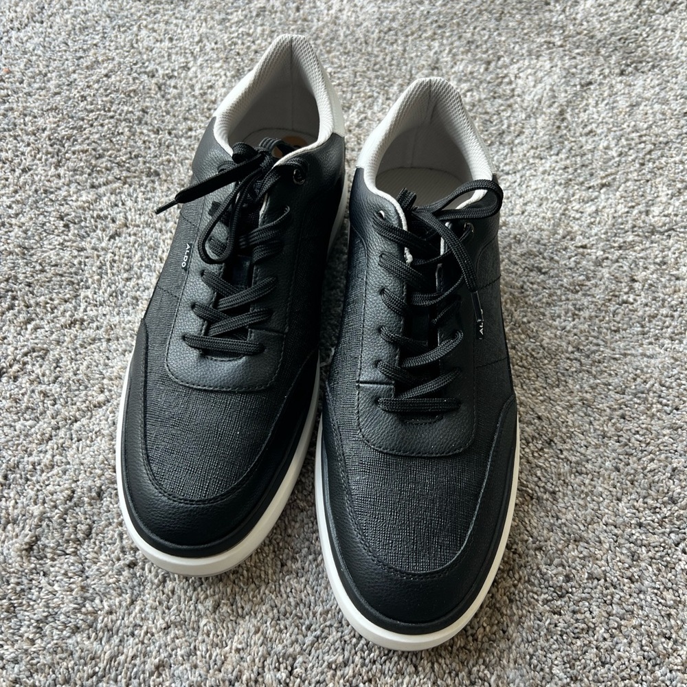 Aldo Men's Black Leather Casual Sneakers